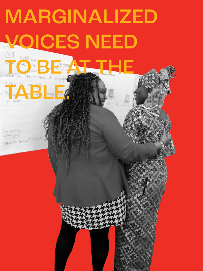 Marginalized voices need to be at the decision-making table in order to create sustainable change. Interconnectedness and relationships are central in transforming oppressive systems.